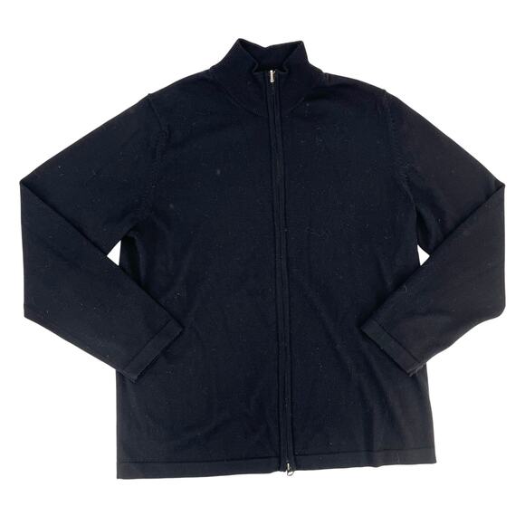 Merona Men's M 100% Merino Wool Black Knit Mock Neck Zip Cardigan - Picture 1 of 6